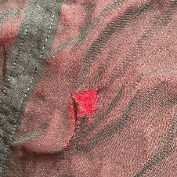 Red and black blouse. Sheer back, with lace trim. - Picture 5 of 5